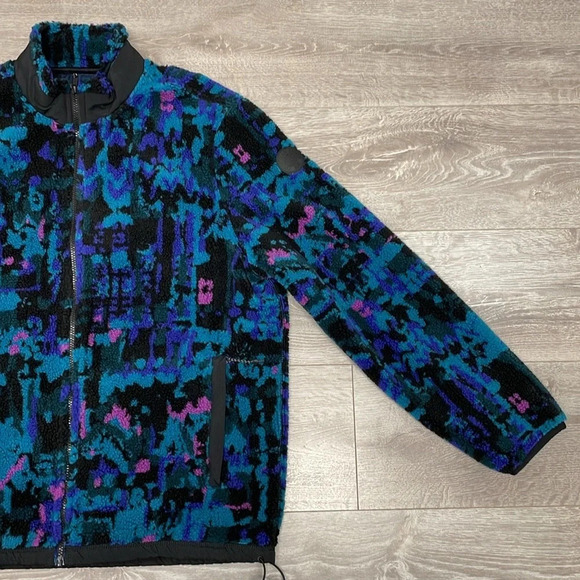 American Eagle Full Zip Sherpa Fleece Teddy Lined Jacket Multicolored Camo XL - Picture 4 of 16